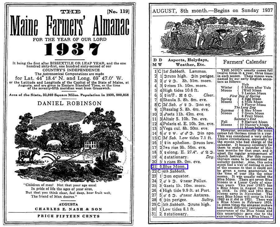 [1937 Maine Farmers' Almanac]