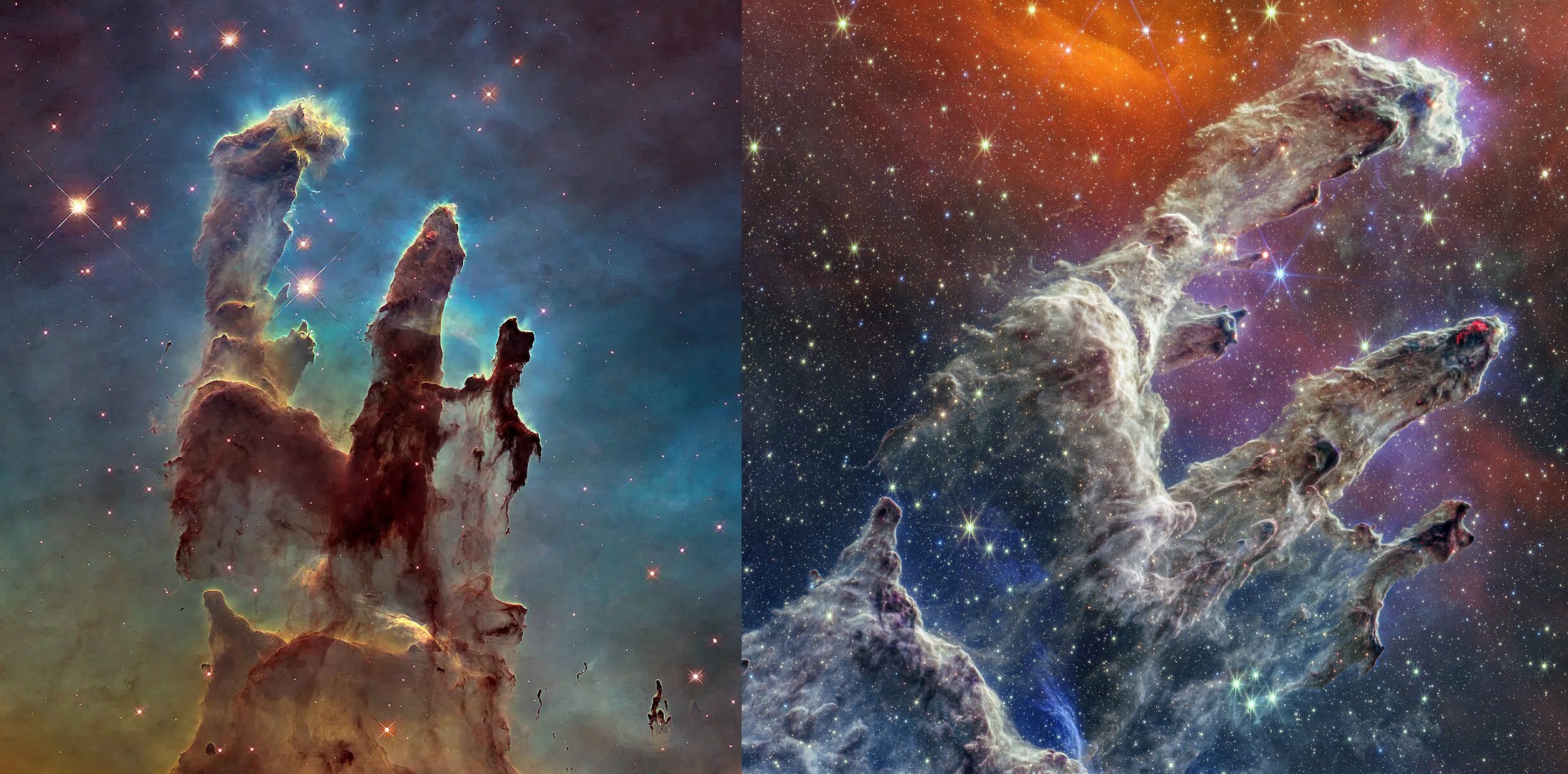 [Pillars of Creation:  Two Views]
