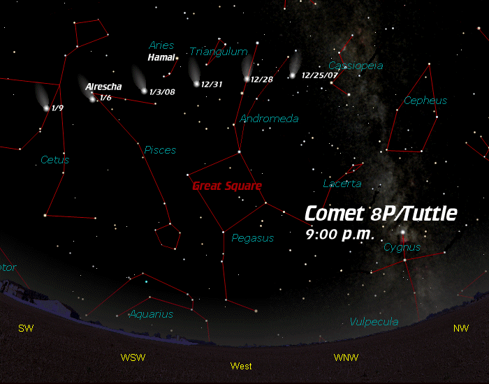 [Comet 8P/Tuttle map]