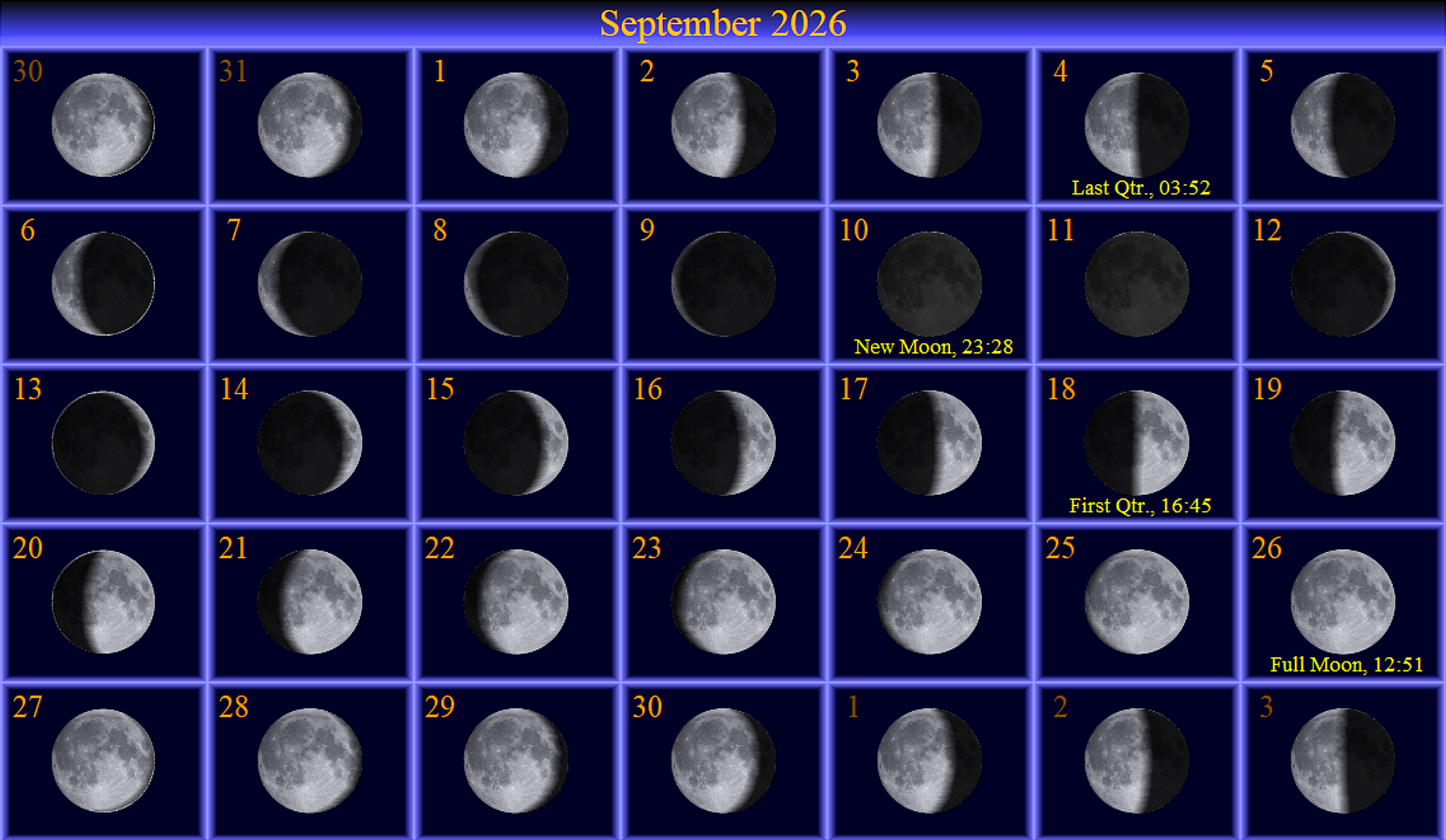 [September Moon Phase Calendar]